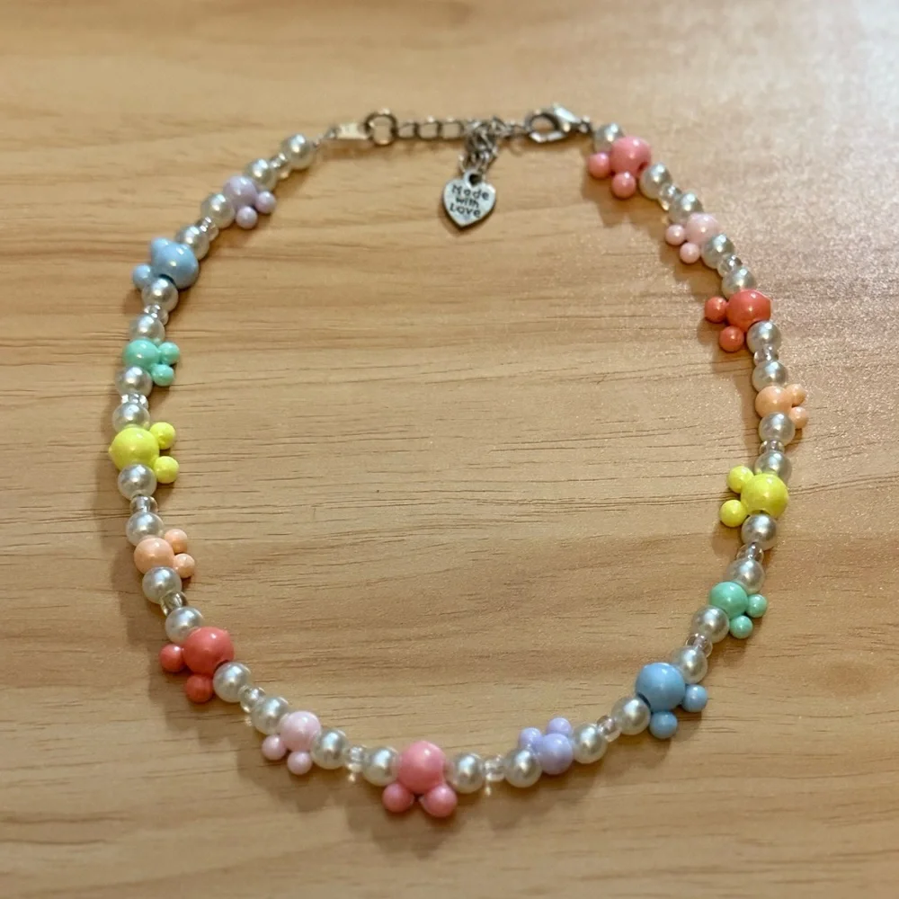 Colorful Beaded Necklace with Disney Charm